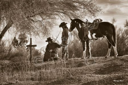 Barry Hart - Paying Respect - Western Print - Canvas Options