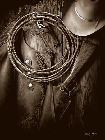 Barry Hart - Pistol Bit N' Rifle (Sepia) - Western Print