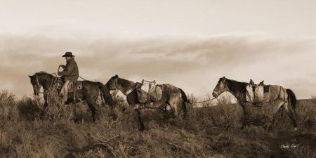 Barry Hart - Remuda (Sepia) - Cowboy Print