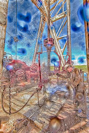 Bob Callender - Roughneck Shower II - Oil Industry Print