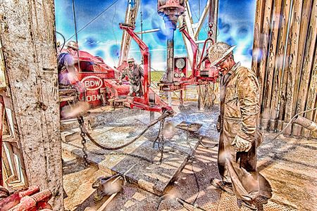 Bob Callender - Roughneck Shower III - Oil Industry Print