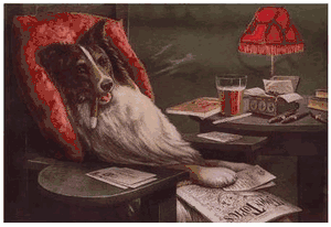 C.M. Coolidge - The Bachelor's Dog - Dog Reclining In Chair Print