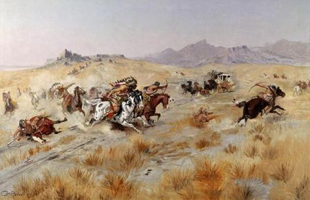 Charles M. Russell - Attack - Western Print - Canvas Options