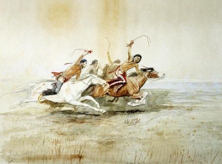 Charles M. Russell - Indian Horse Race No. 4 - Western Print