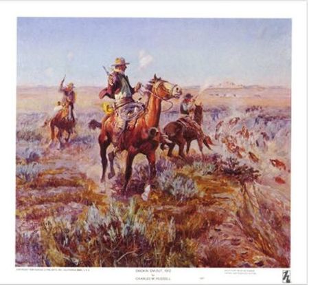 Charles M. Russell - Smokin' 'Em Out - Western Print UNAVAILABLE