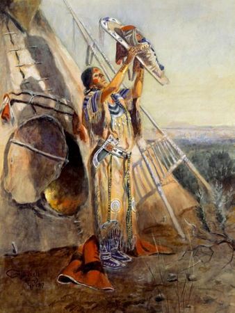 Charles M. Russell - Sun Worship In Montana - Western Print