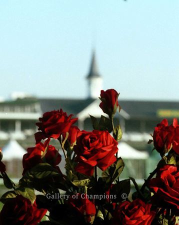 Churchill Downs Twin Spires and Roses Art Print