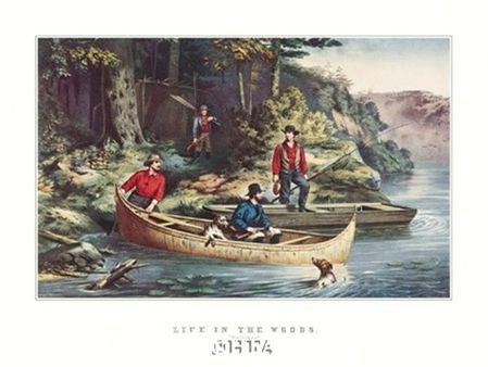 Currier and Ives - Life in the Woods Starting Out - Fisherman Print