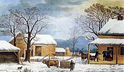 Currier & Ives - Home To Thanksgiving - Winter Art Print