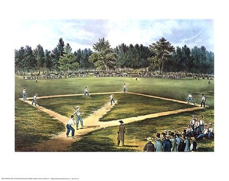 Currier & Ives - National Game of Baseball - Nostalgic Art Print
