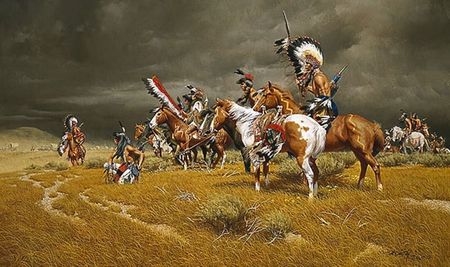 Frank McCarthy - Watching the Wagons - Canvas Giclee UNAVAILABLE