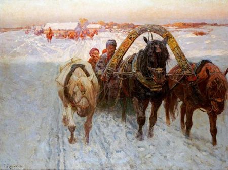 Franz Alekseevitch Roubaud - The Sleigh - Horse Print