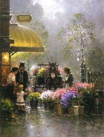 G. Harvey - Holiday Flower Shop - Giclee on Canvas UNAVAILABLE