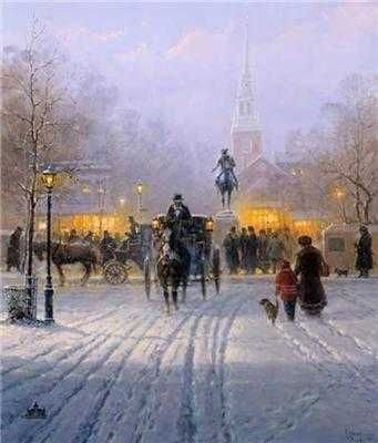 G. Harvey - Winter Evening in Old Boston - Limited Edition