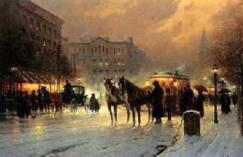 G. Harvey - Horse Trolley on Park Row- Limited Edition Print