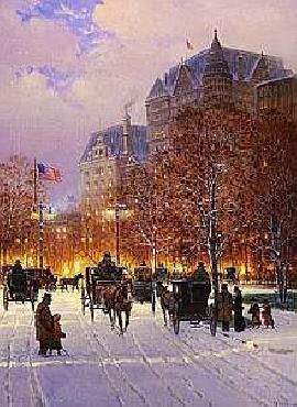 G. Harvey - Stroll on the Plaza - New York City Print