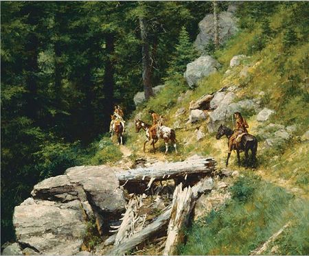 Howard Terpning - Trail in Bitter Roots - Canvas Giclee