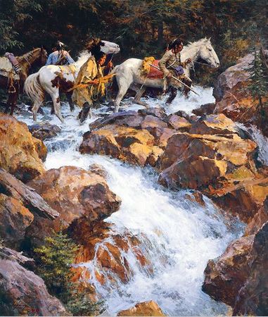 Howard Terpning - White Water Passage - Signed and Numbered