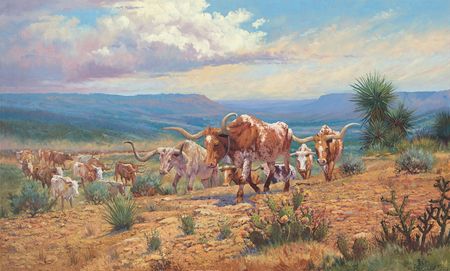 Roger Iker - Leading The Way - Texas Longhorn Print