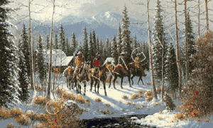 Western Winter Prints - Cowboys in Snow Pictures