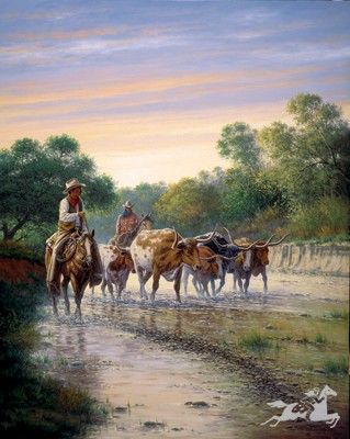 Jack Terry - Picking Up Strays - Cattle & Horses Print