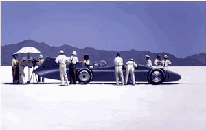 Jack Vettriano - Bluebird at Bonneville - Car on Beach Art Print