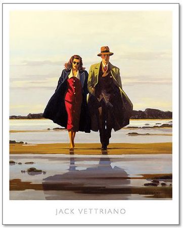 Jack Vettriano - Road to Nowhere - Couple in Raincoats Art Print