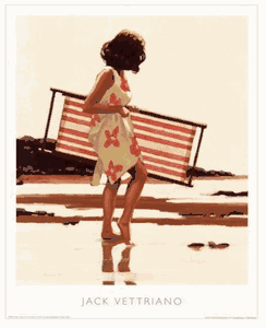 Jack Vettriano - Sweet Bird - Woman With Beach Chair