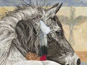 Judy Larson - Crow Tipi - Native American Horse Canvas Giclee