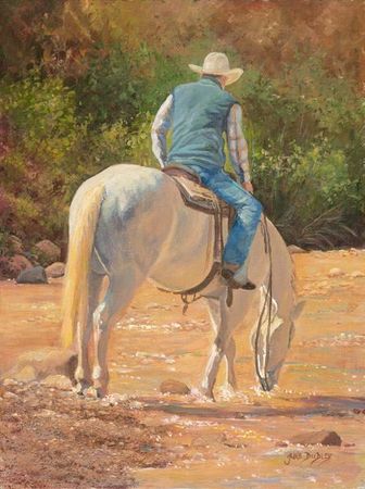 June Dudley - A Cool Drink - Canvas Giclee