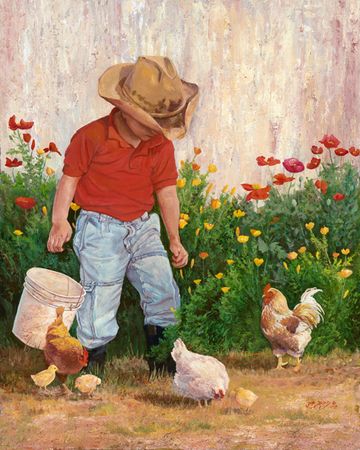 June Dudley - Country Boy - Western Children's Print