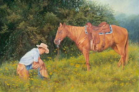 June Dudley - Giving Thanks - Cowboy and Horse Print