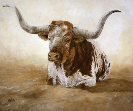 Kathy Winkler - Easy Rider - Texas Longhorn Print