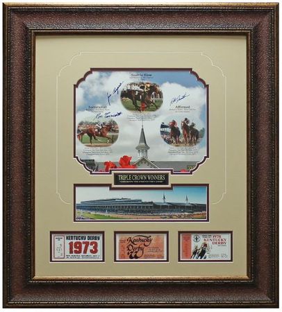 Kentucky Derby Triple Crown Champions - Framed Autographed Display