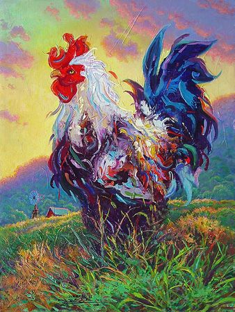 Larry Dyke - Morning Watch - Rooster Print