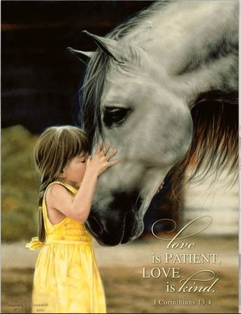 Lesley Harrison - Love Is Patient - Horse Print With Scripture Verse