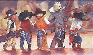 Linda Loeschen - Small Buns Big Guns - Signed Western Print