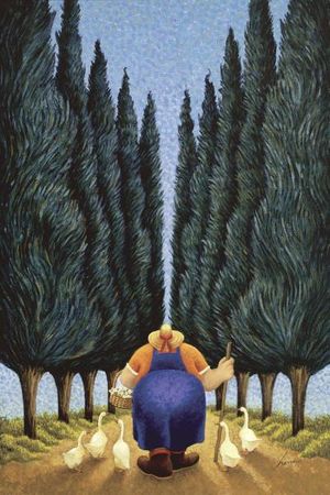 Lowell Herrero - Cypress & Geese - Woman and Geese Print