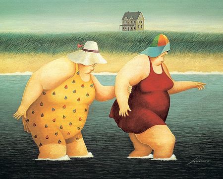 Lowell Herrero - Judy & Marge - Two Large Ladies in Bathing Suits