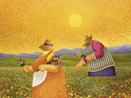 Lowell Herrero - Picking Wildflowers - Paper and Canvas Available