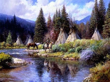 Martin Grelle - A Camp Along The River - Canvas
