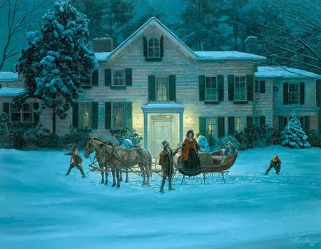 Mort Kunstler - Fox Hollow Farm, Winter - Canvas Giclee