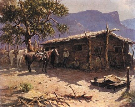 Olaf Wieghorst - New Mexico Rancho - Signed and Numbered Print