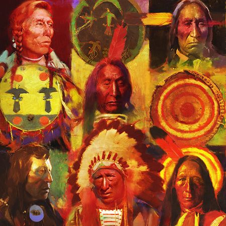 R. Tom Gilleon - Men at Arms - Native American Indian Canvas Giclee