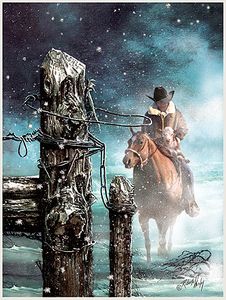 Western Winter Prints - Cowboys in Snow Pictures