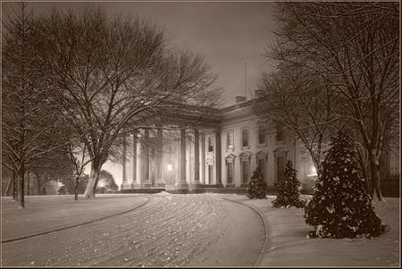 Rod Chase - America's Home - Sepia - White House Snow Scene