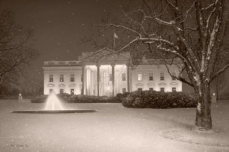 Rod Chase - Winter's Eve - Sepia - White House Winter Print