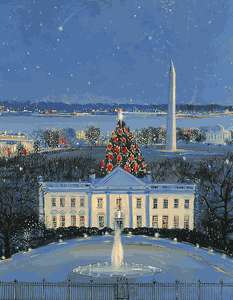 Sally Caldwell Fisher - White House at Christmas - Canvas Giclee