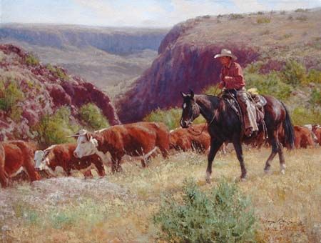 Wayne Baize - Cow Works - Western Art Print