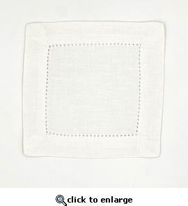 6" x 6" Panama Weave Hemstitched Cocktail Napkins - Dozen